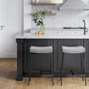 Alternative view of Upholstered Counter Height Saddle Bar Stools Gray (Set of 2)