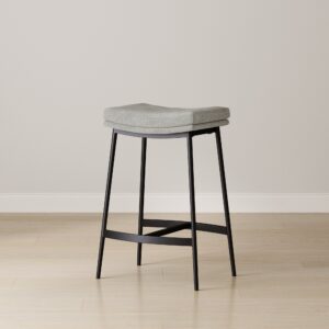 Alternative view of Upholstered Counter Height Saddle Bar Stool Gray