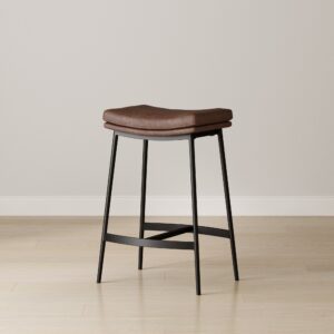 Alternative view of Faux Leather Counter Height Saddle Bar Stool