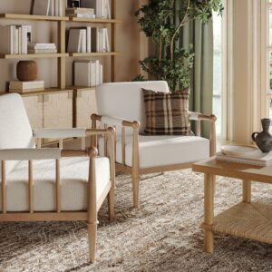Alternative view of Bohemian Boucle Accent Chair with Arm Cream Boucle (Set of 2)