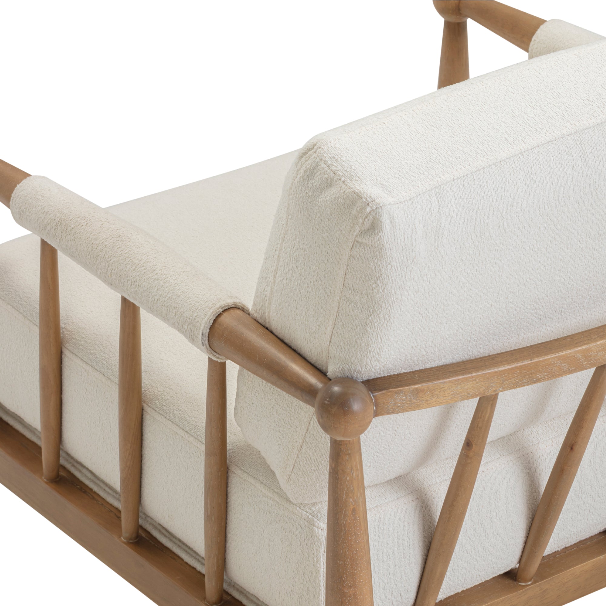 Bohemian Boucle Accent Chair with Arm Cream Boucle - Image 3