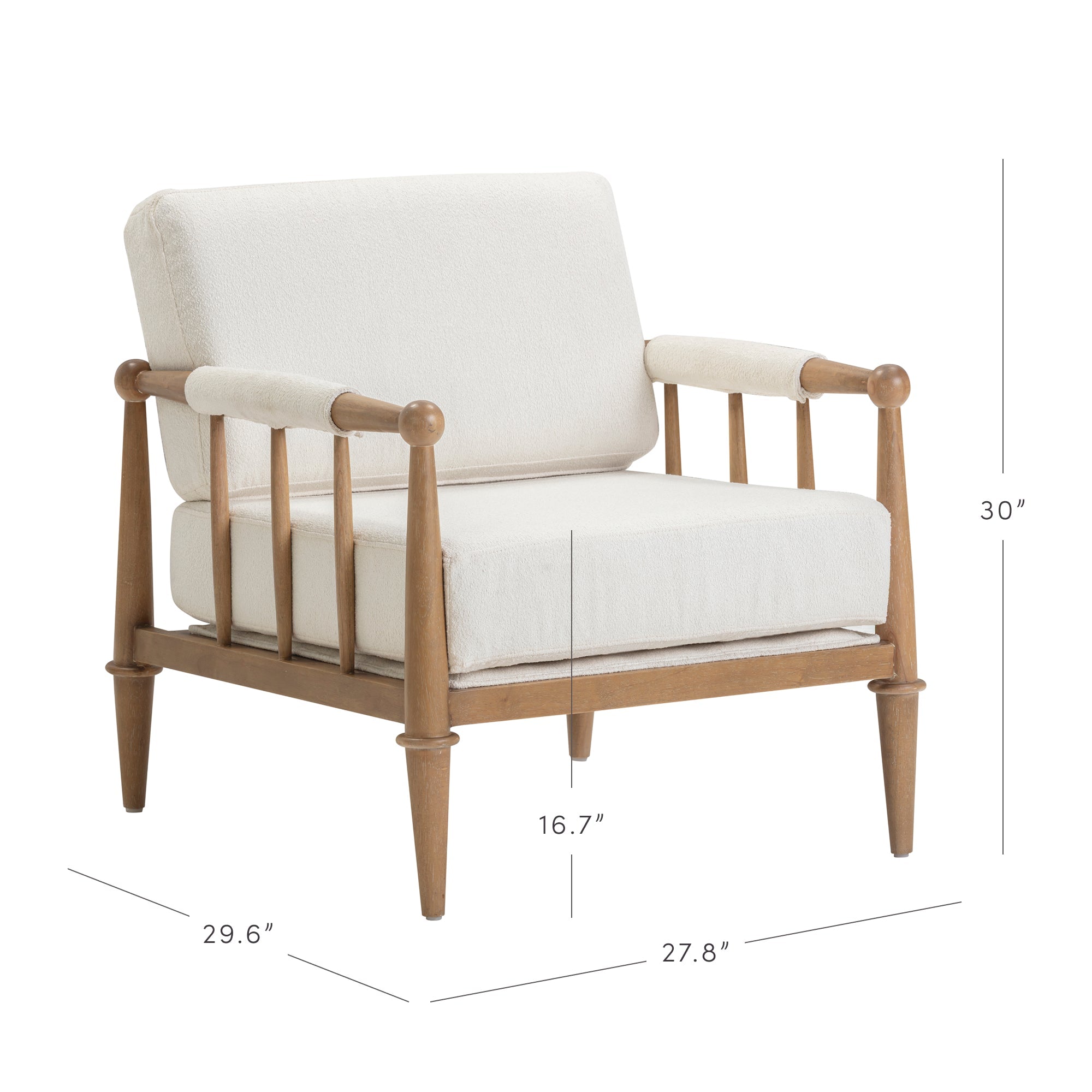 Bohemian Boucle Accent Chair with Arm Cream Boucle - Image 5