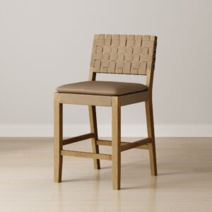 Alternative view of Faux Suede Woven Counter Height Bar Stool Brown
