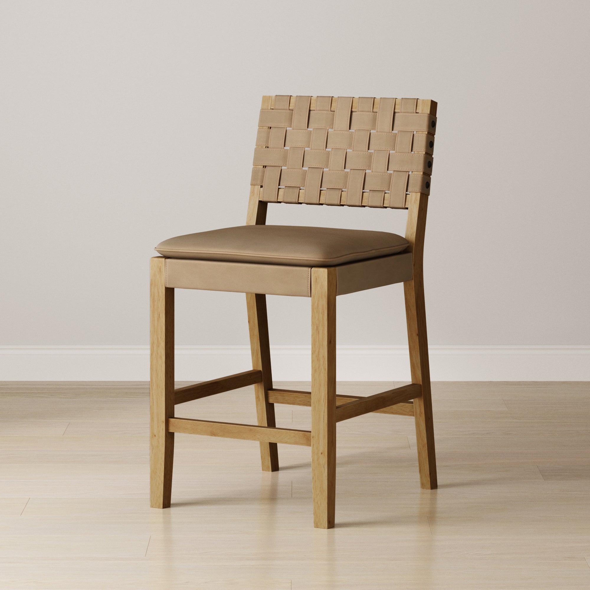 Faux Suede Woven Counter Height Bar Stool Brown - Image 2