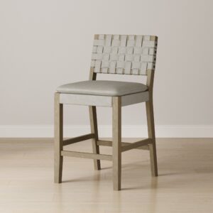 Alternative view of Woven Faux Leather Counter Height Bar Stool Taupe