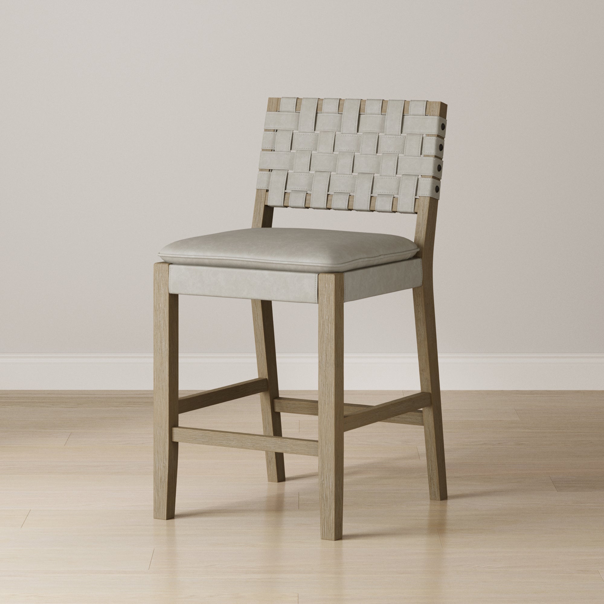 Woven Faux Leather Counter Height Bar Stool Taupe - Image 2