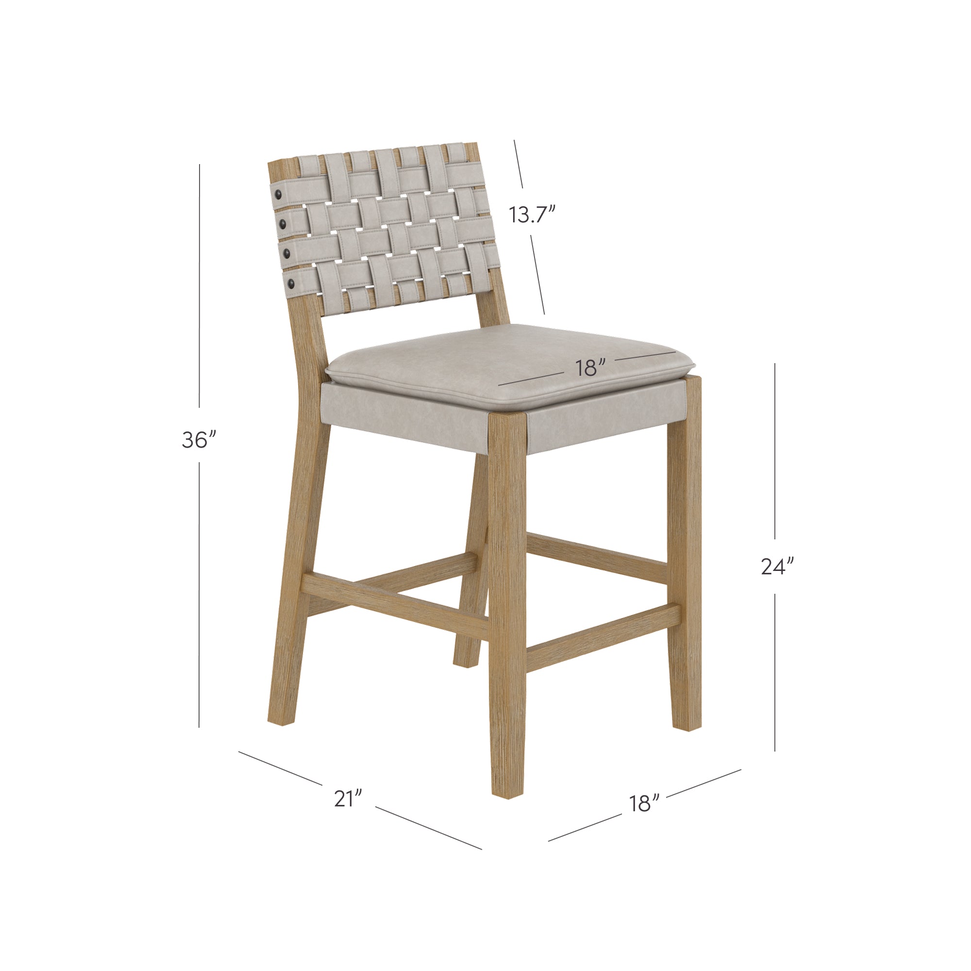Woven Faux Leather Counter Height Bar Stool Taupe - Image 5