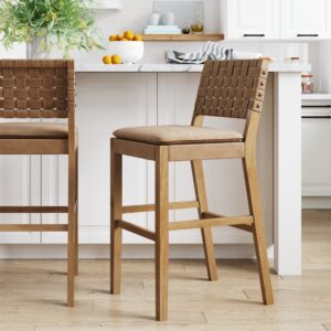 Faux Suede Woven Bar Stool Brown