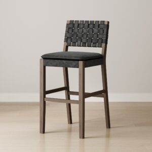 Alternative view of Faux Suede Woven Bar Stool Black