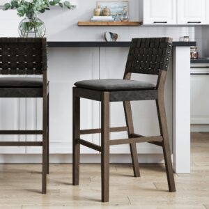 Faux Suede Woven Bar Stool Black