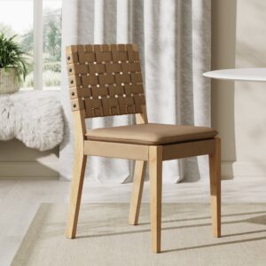 Woven Faux Suede Dining Chair Light Brown