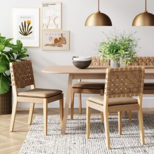 Alternative view of Woven Faux Suede Dining Chair Light Brown