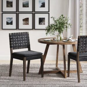 Alternative view of Woven Faux Suede Dining Chair Black