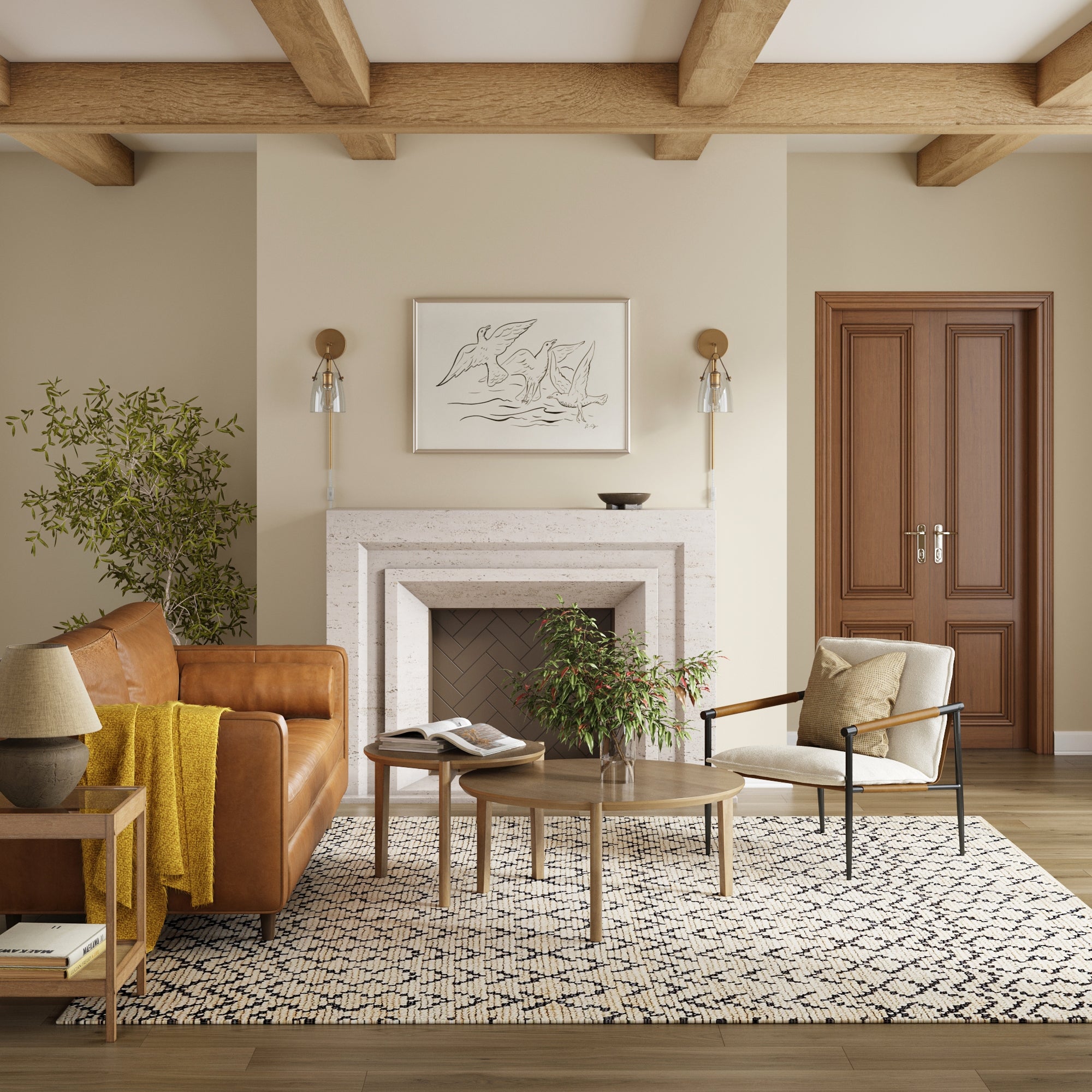 Boucle Fabric & Metal Accent Chair - Image 2
