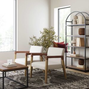 Alternative view of Wood & Faux Leather Upholstered Accent Chair