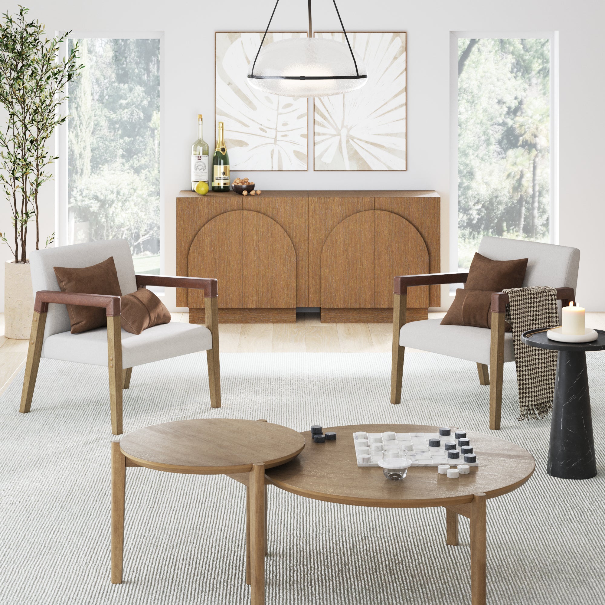 Wood & Faux Leather Upholstered Accent Chair - Image 6
