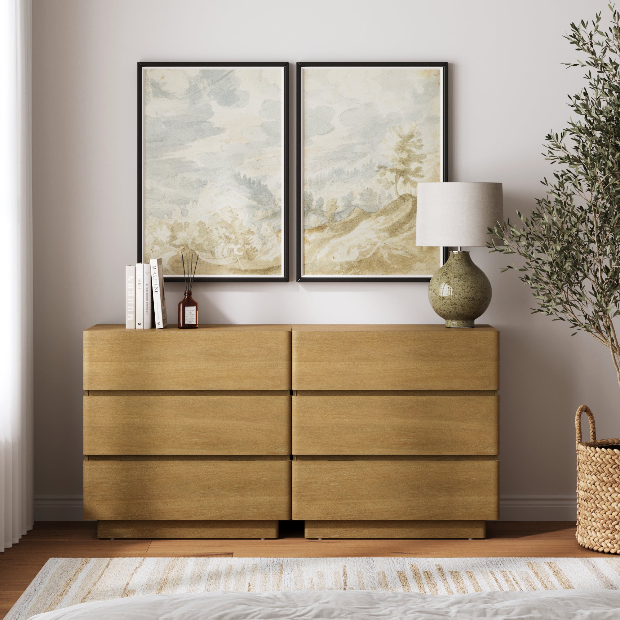 Wooden Modern 3-Drawer Dresser Light Brown - Image 2