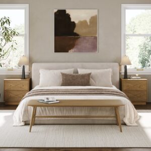 Alternative view of Geometric Wood Modern Nightstands Light Brown (Set of 2)