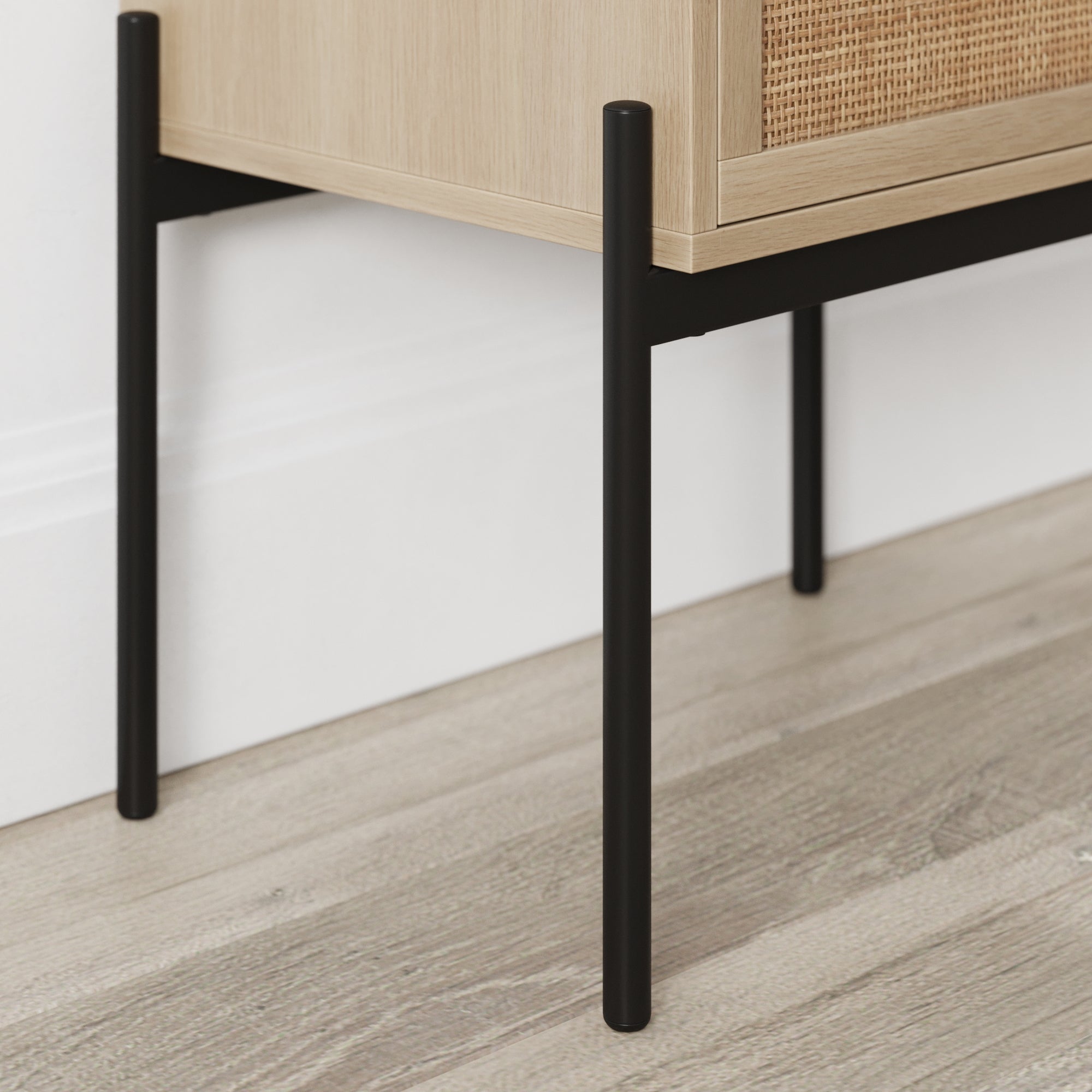 Wood & Rattan 2-Drawer Nightstand Light Oak - Image 6