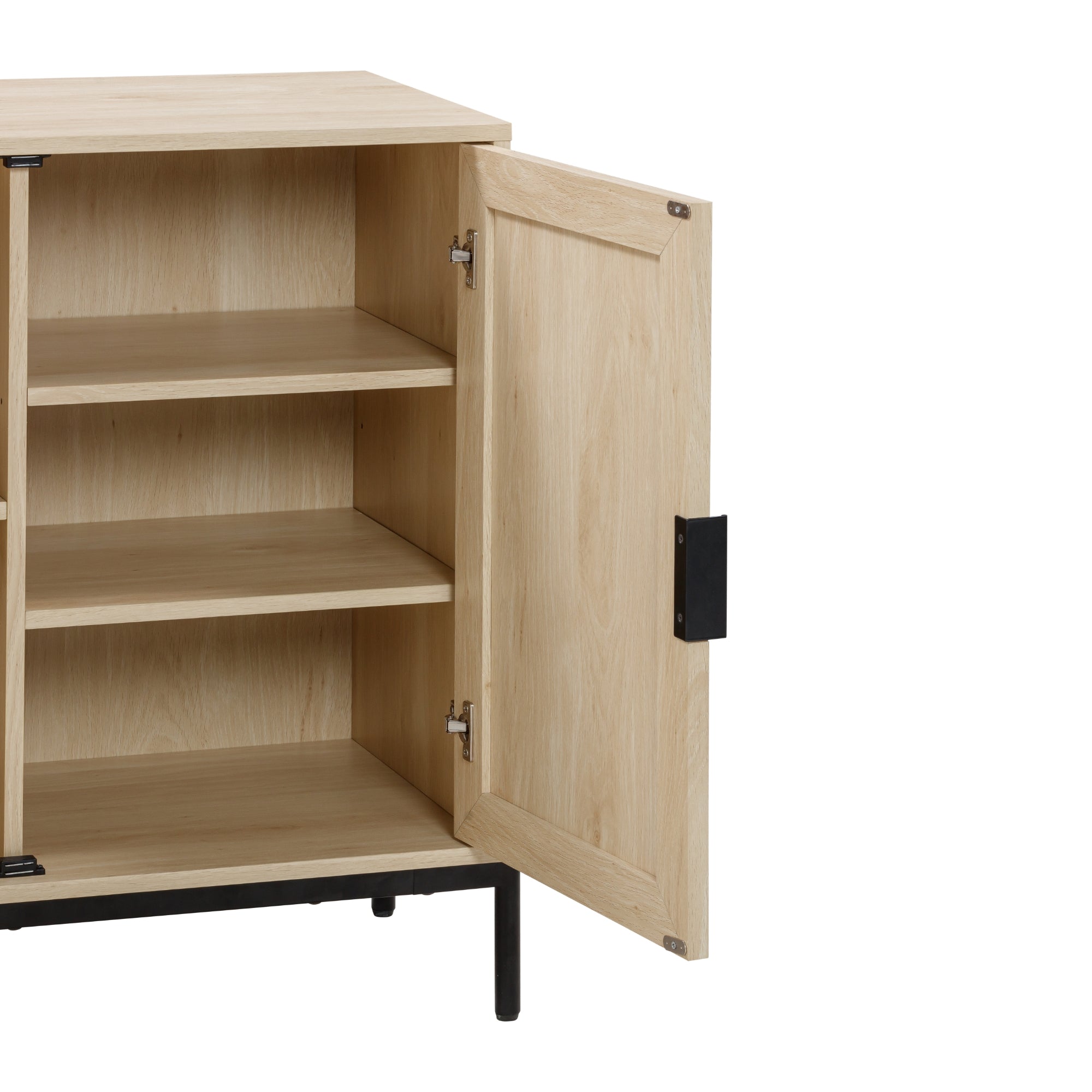 Boho Rattan & Wood Storage Cabinet Light Oak - Image 6