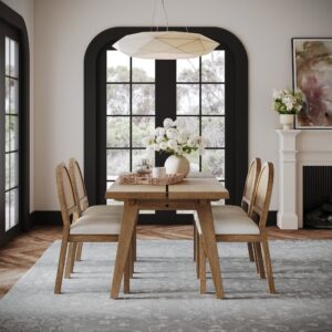 Alternative view of Modern Farmhouse Extendable Dining Table Light Brown