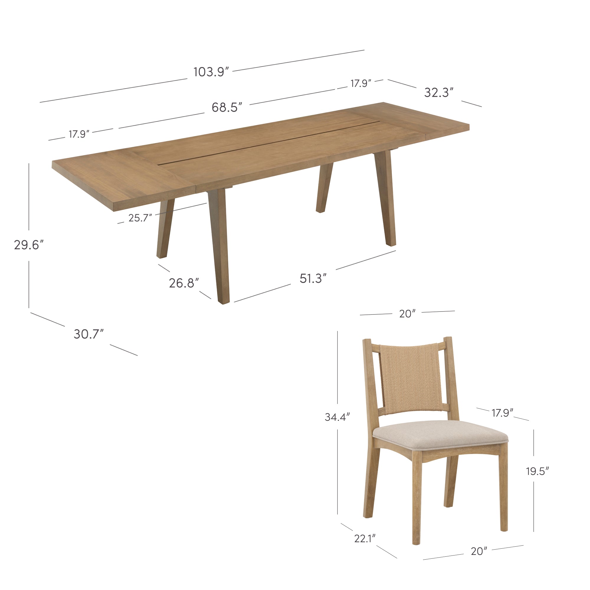 Bohemian Wooden Dining Table Set (8 Chairs) - Image 4