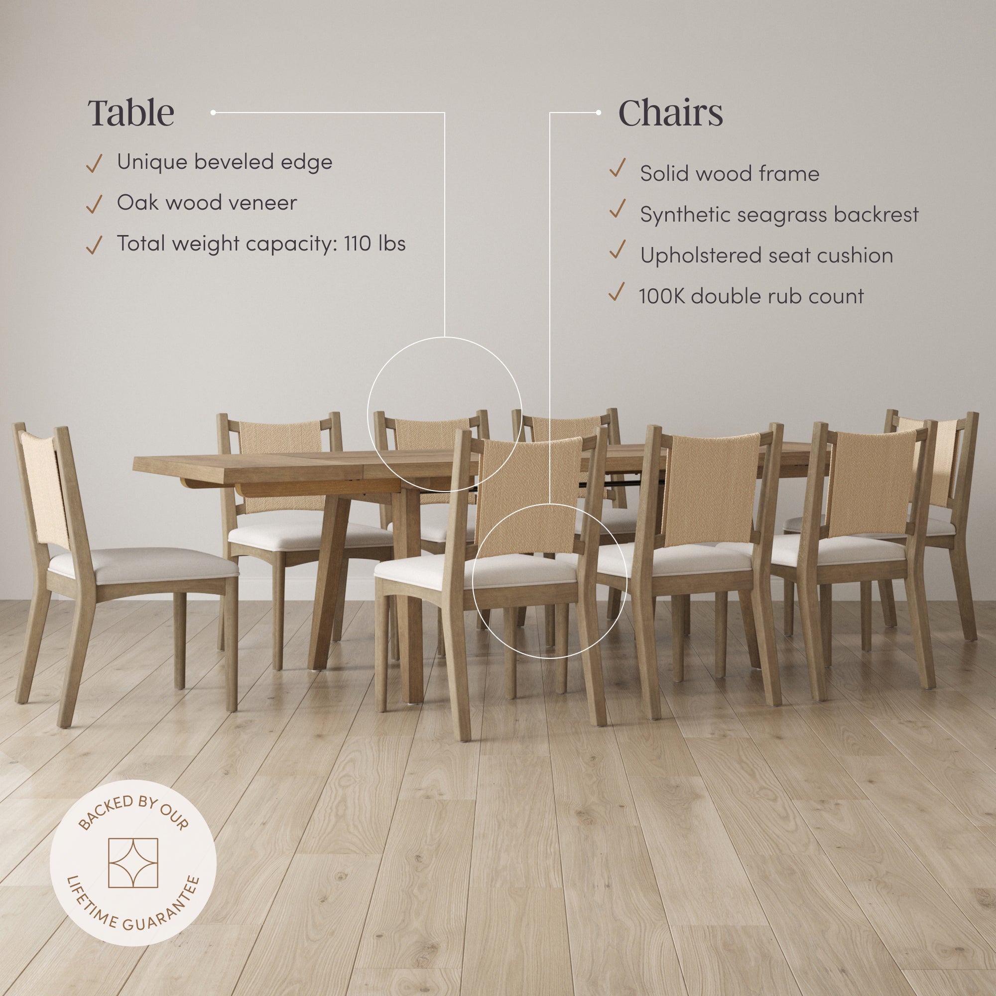 Bohemian Wooden Dining Table Set (8 Chairs) - Image 3