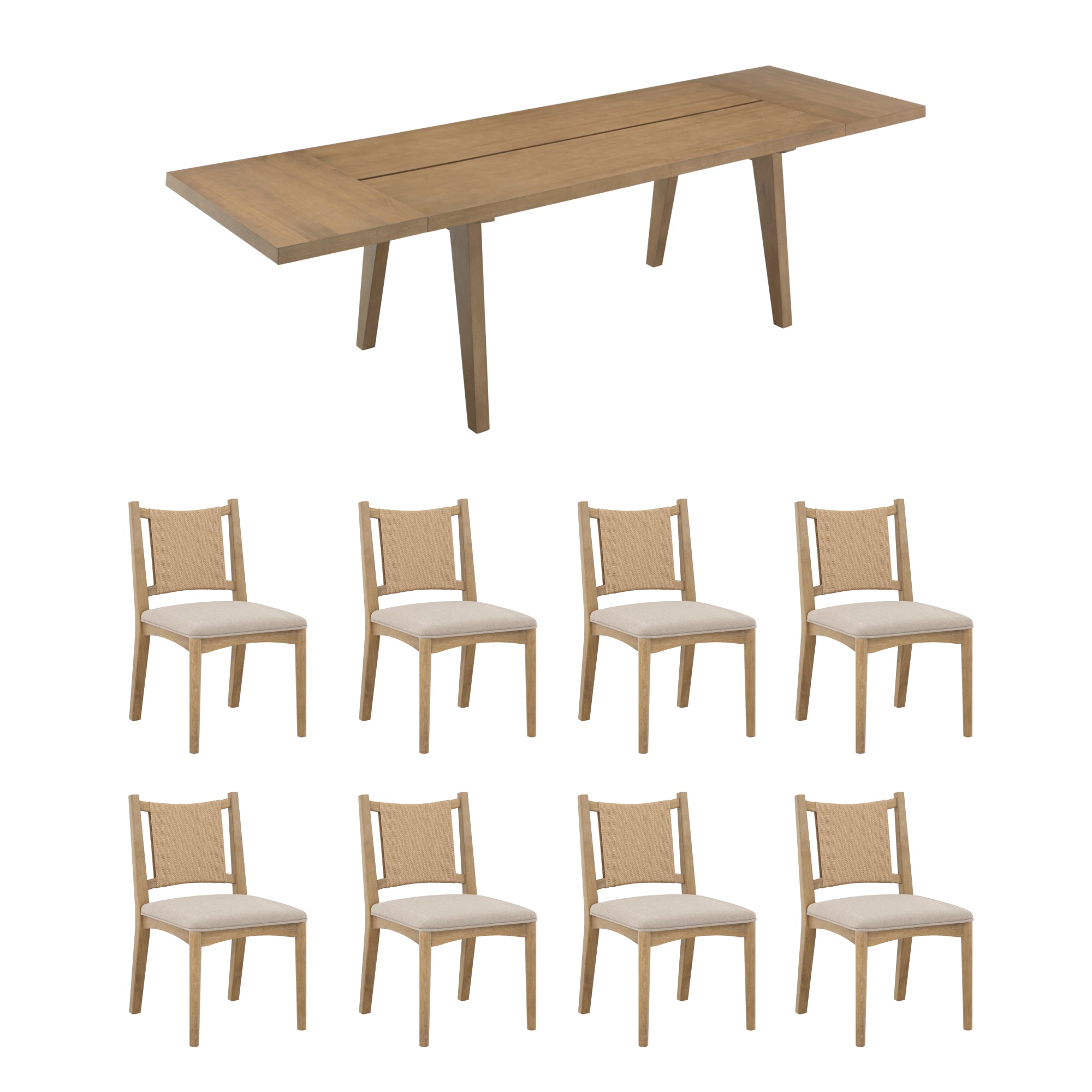 Bohemian Wooden Dining Table Set (8 Chairs) - Image 5