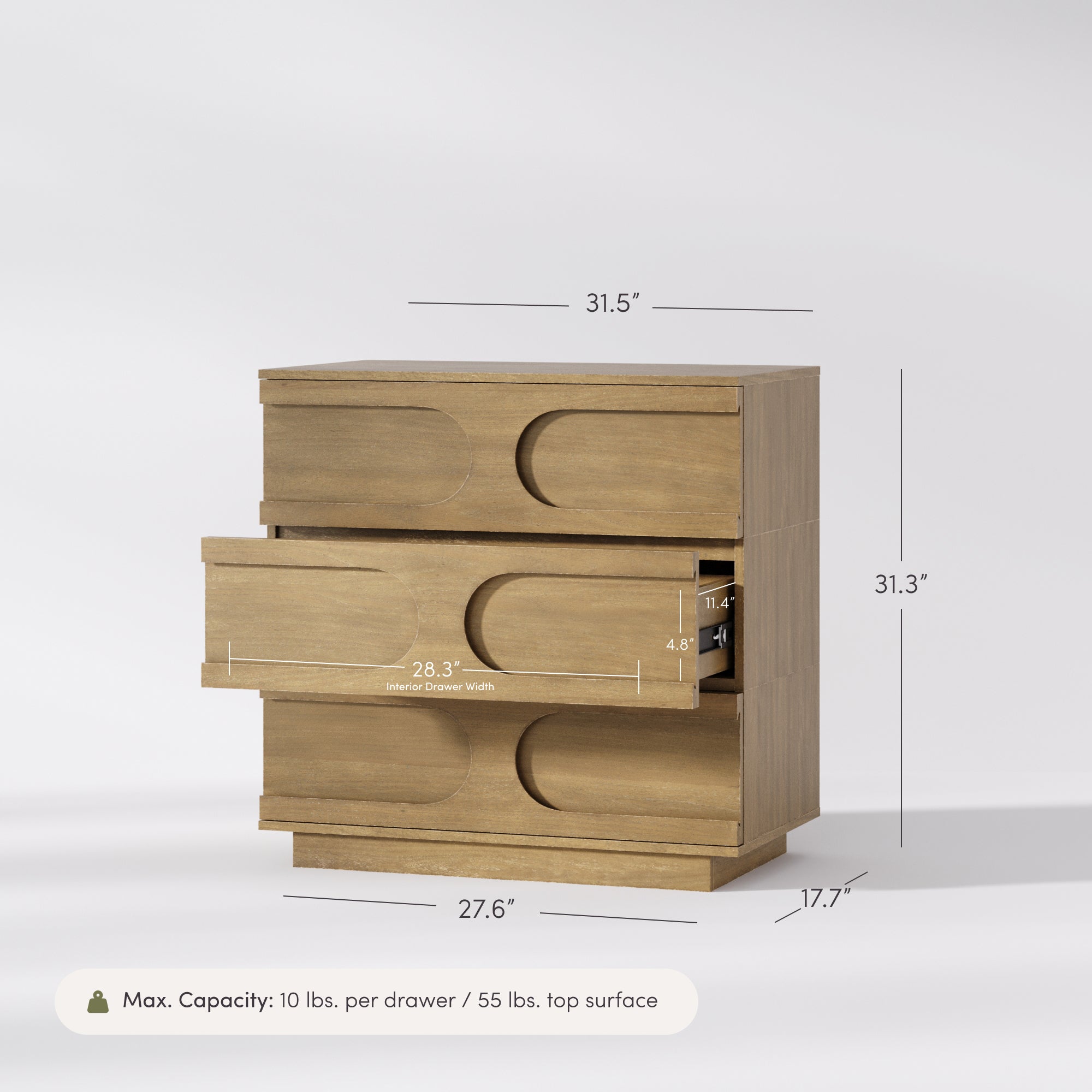 Mid-Century Modern Wood Stackable 3-Drawer Dresser Brown - Image 5