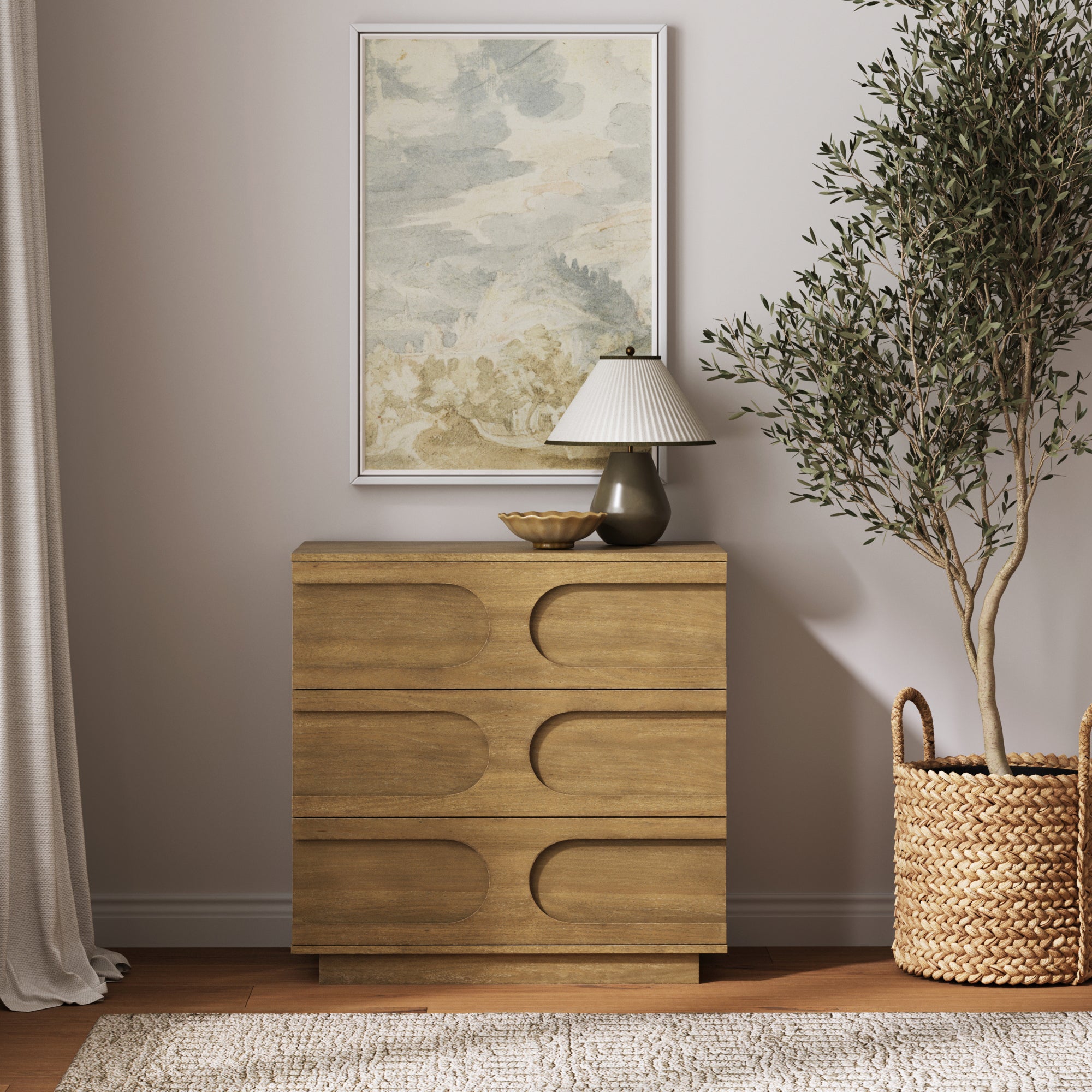 Mid-Century Modern Wood Stackable 3-Drawer Dresser Brown - Image 3