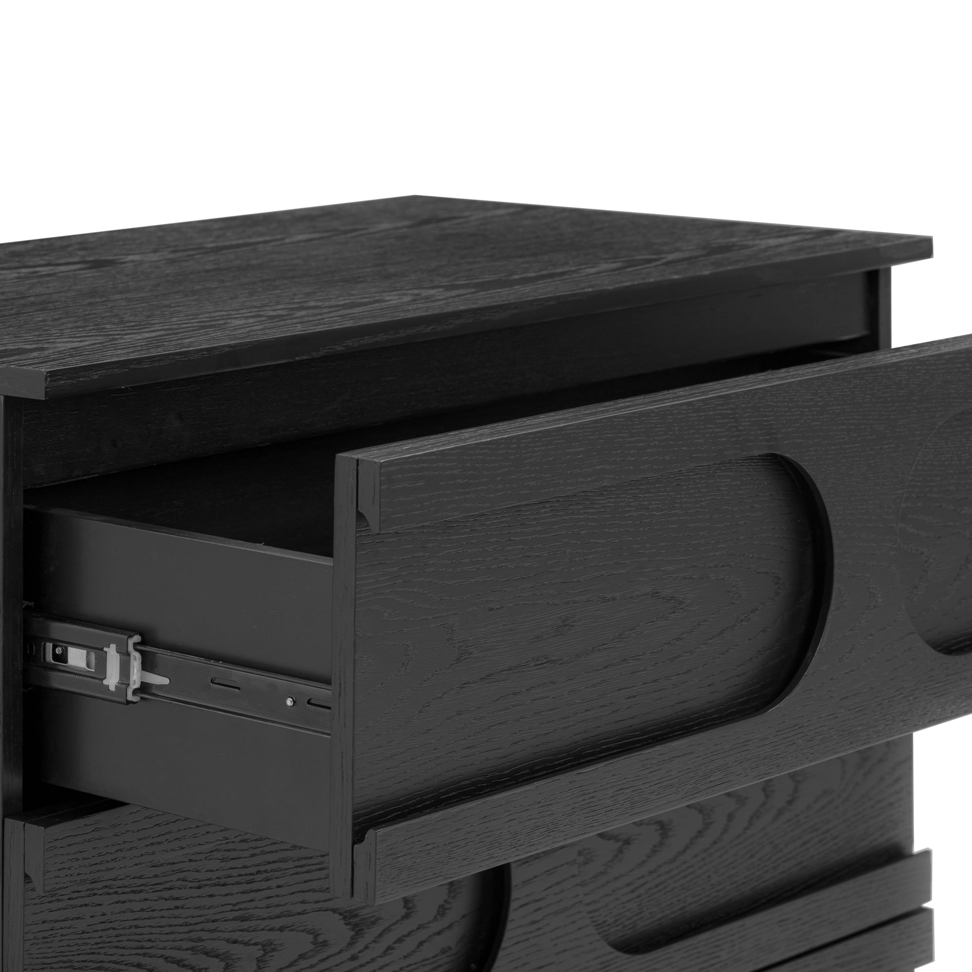 Mid-Century 3-Drawer Arched Dresser Black Oak (Set of 3) - Image 6