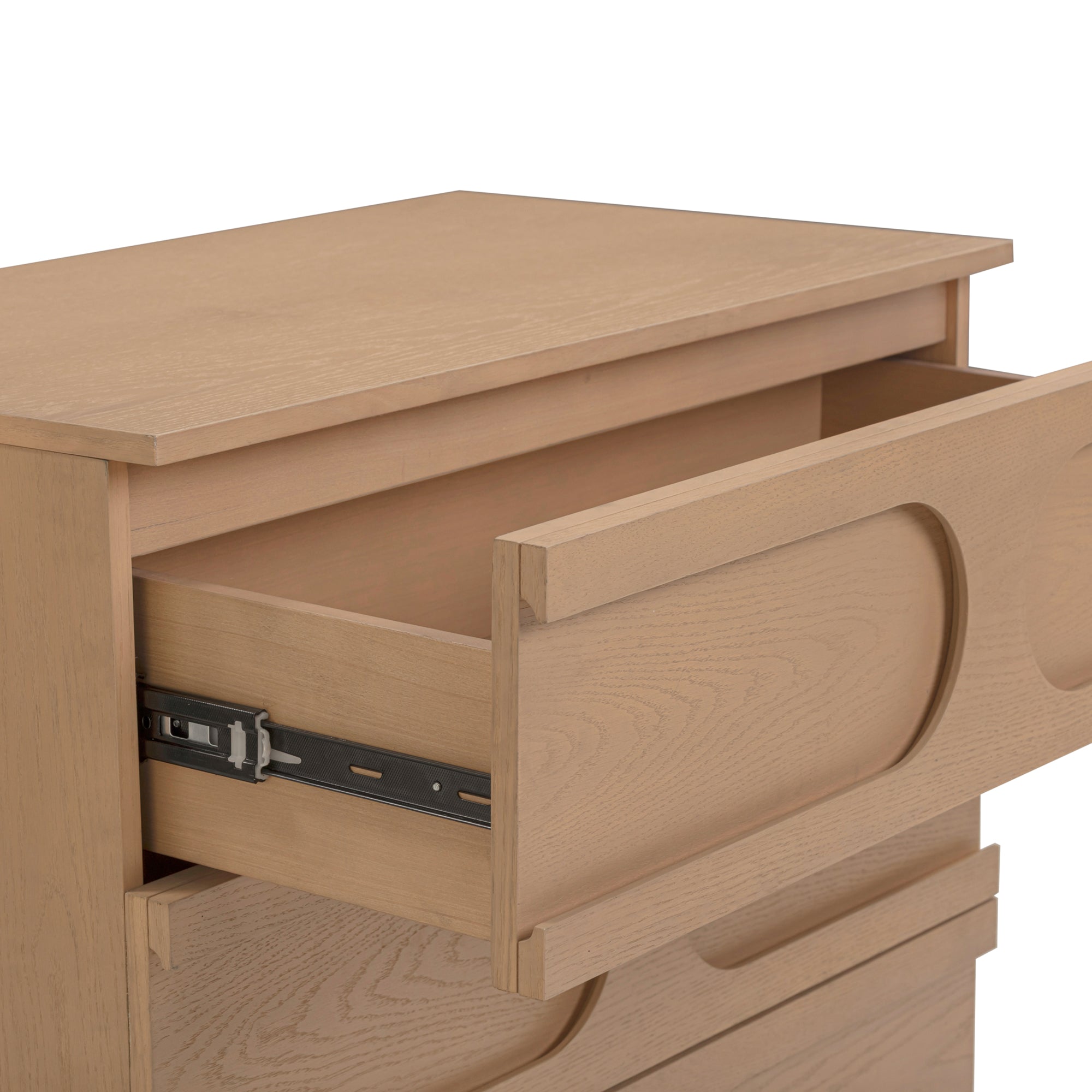 Mid-Century 3-Drawer Arched Dresser Raw Oak (Set of 3) - Image 6