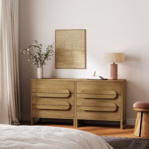 Alternative view of Modern 3-Drawer Solid Wood Dresser with Integrated Handles
