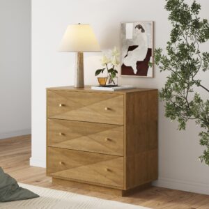 Modern Wood 3-Drawer Geometric Stackable Dresser Light Brown