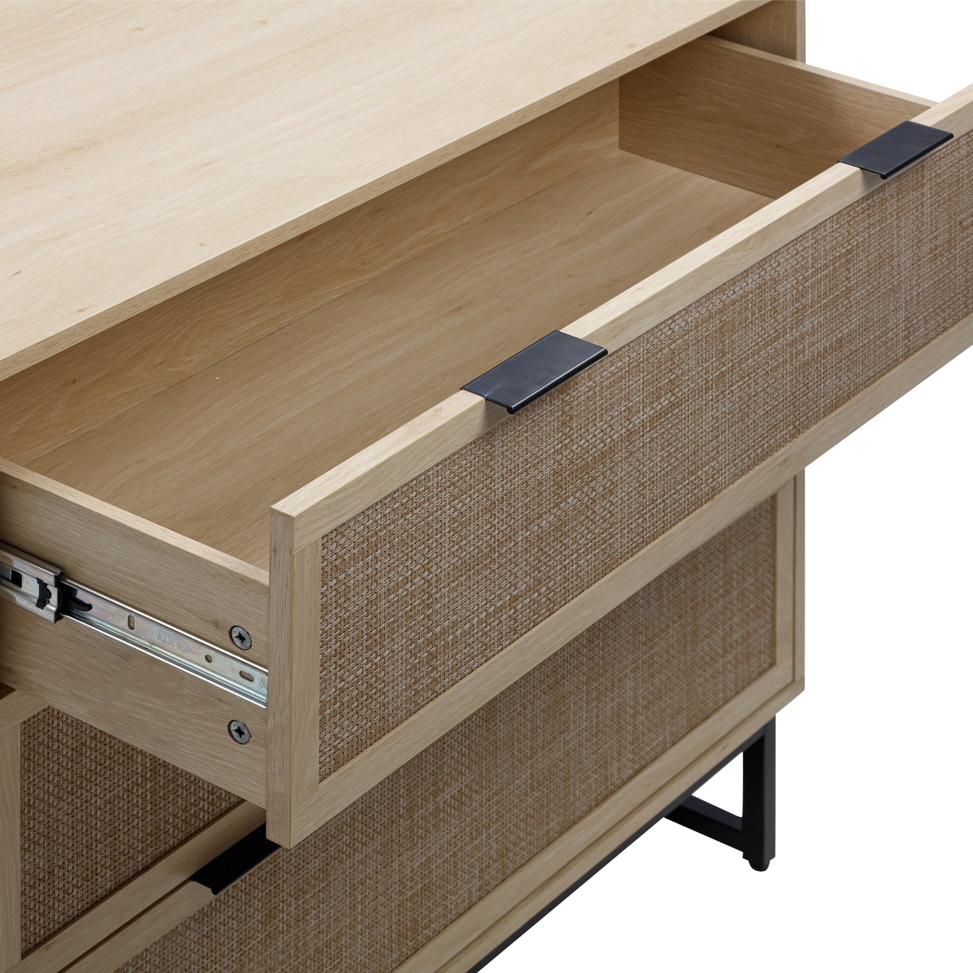 Rattan & Wood 3-Drawer Dressers Light Oak (Set of 2) - Image 6
