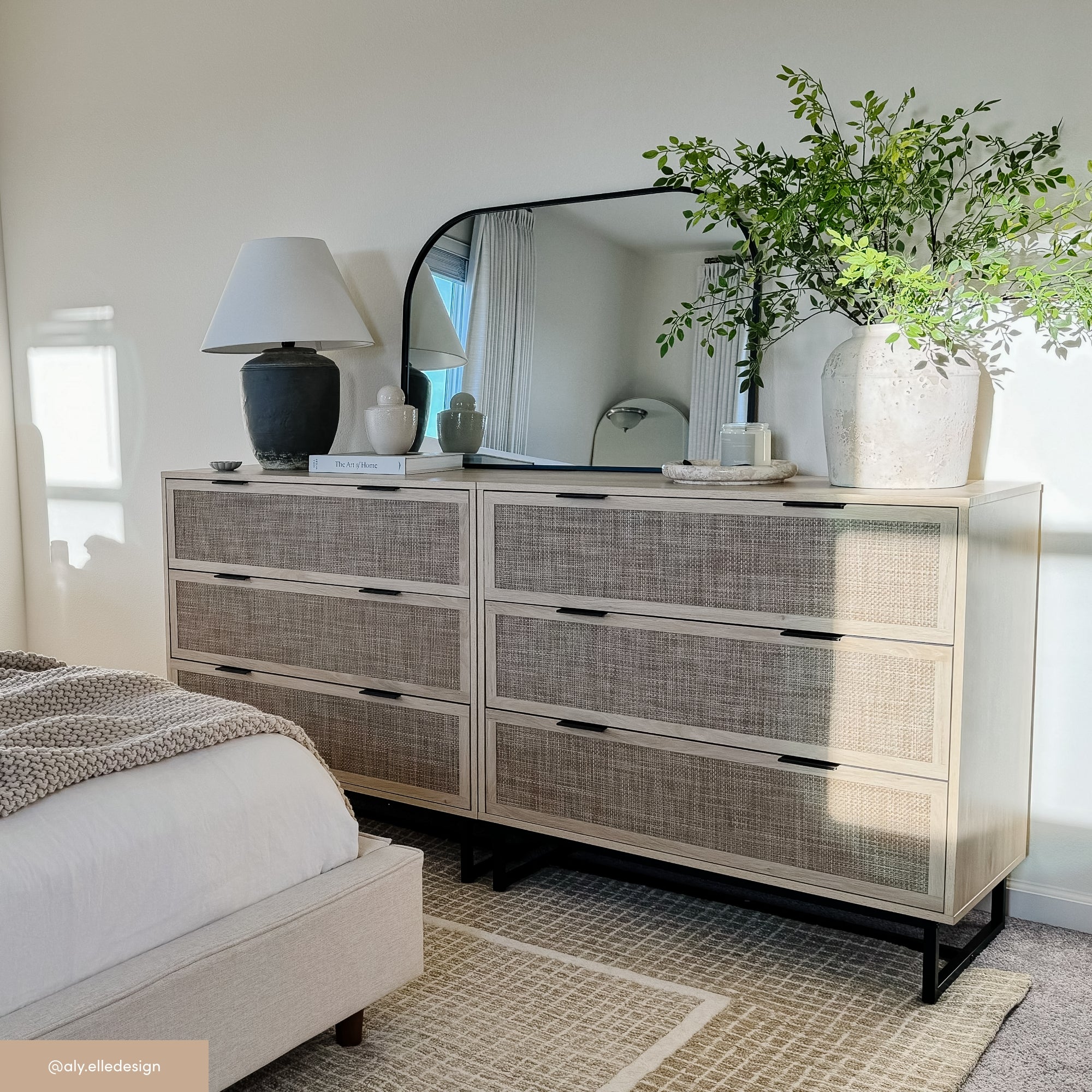 Rattan & Wood 3-Drawer Dressers Light Oak (Set of 2) - Image 3