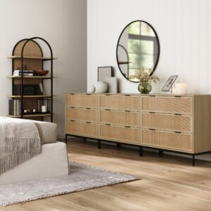 Alternative view of Rattan & Wood Dressers Light Oak (Set of 3)