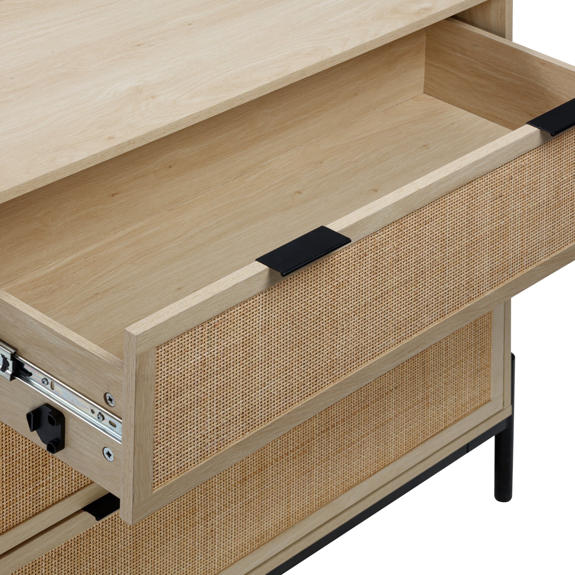 Boho Rattan Cabinet Bedroom Set Light Oak - Image 5