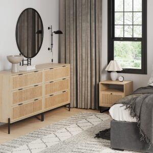 Alternative view of Boho Rattan Cabinet Bedroom Set Light Oak